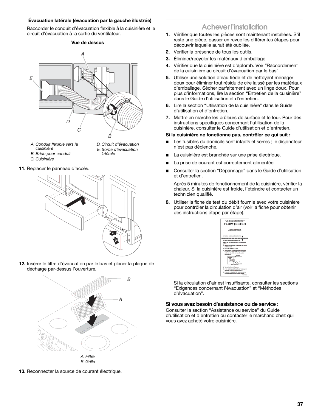 Jenn-Air W10253462A installation instructions Achever l’installation, Si vous avez besoin d’assistance ou de service 