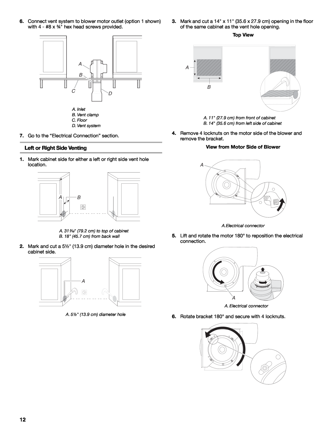 Jenn-Air W10253462A installation instructions A B Cd, Left or Right Side Venting 