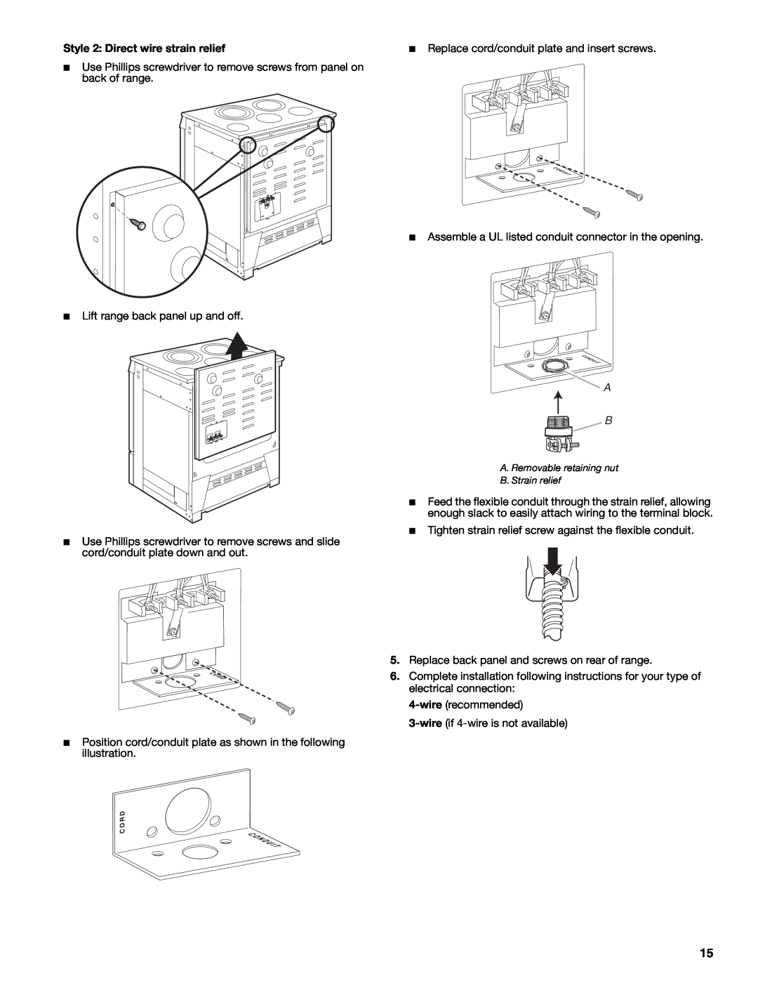 Jenn-Air W10253462A installation instructions Style 2 Direct wire strain relief 