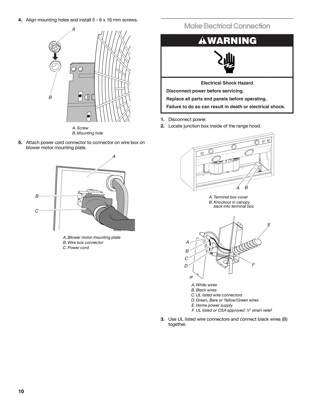 Jenn-Air W10274316B, LI3UNB installation instructions Make Electrical Connection 