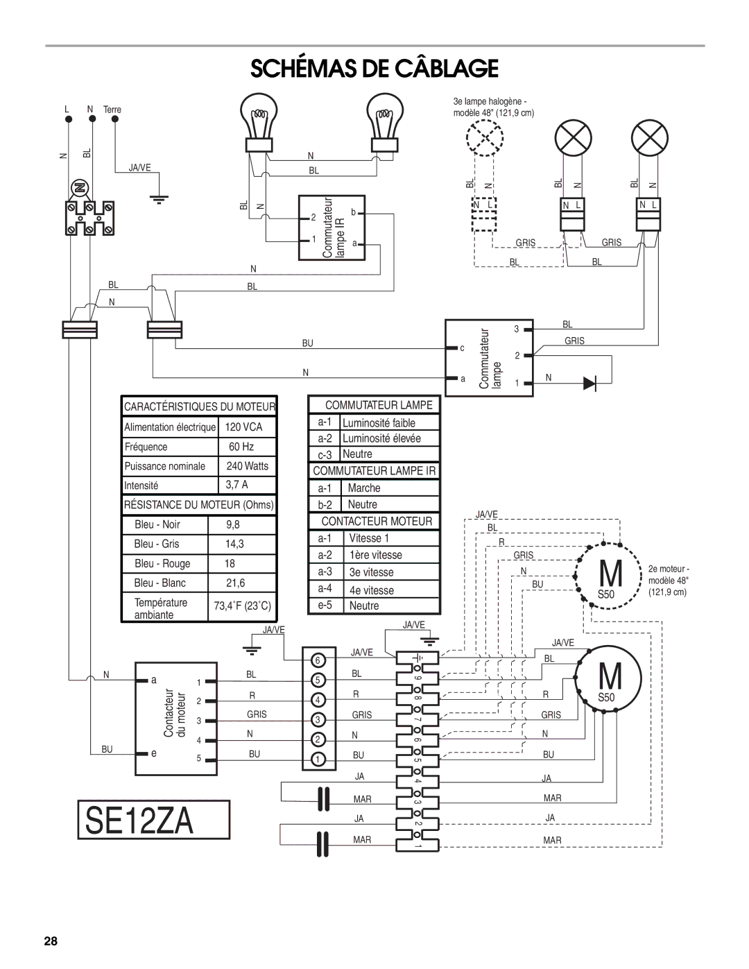 Jenn-Air W10274316B, LI3UNB installation instructions Schémas DE Câblage, Contacteur Moteur 