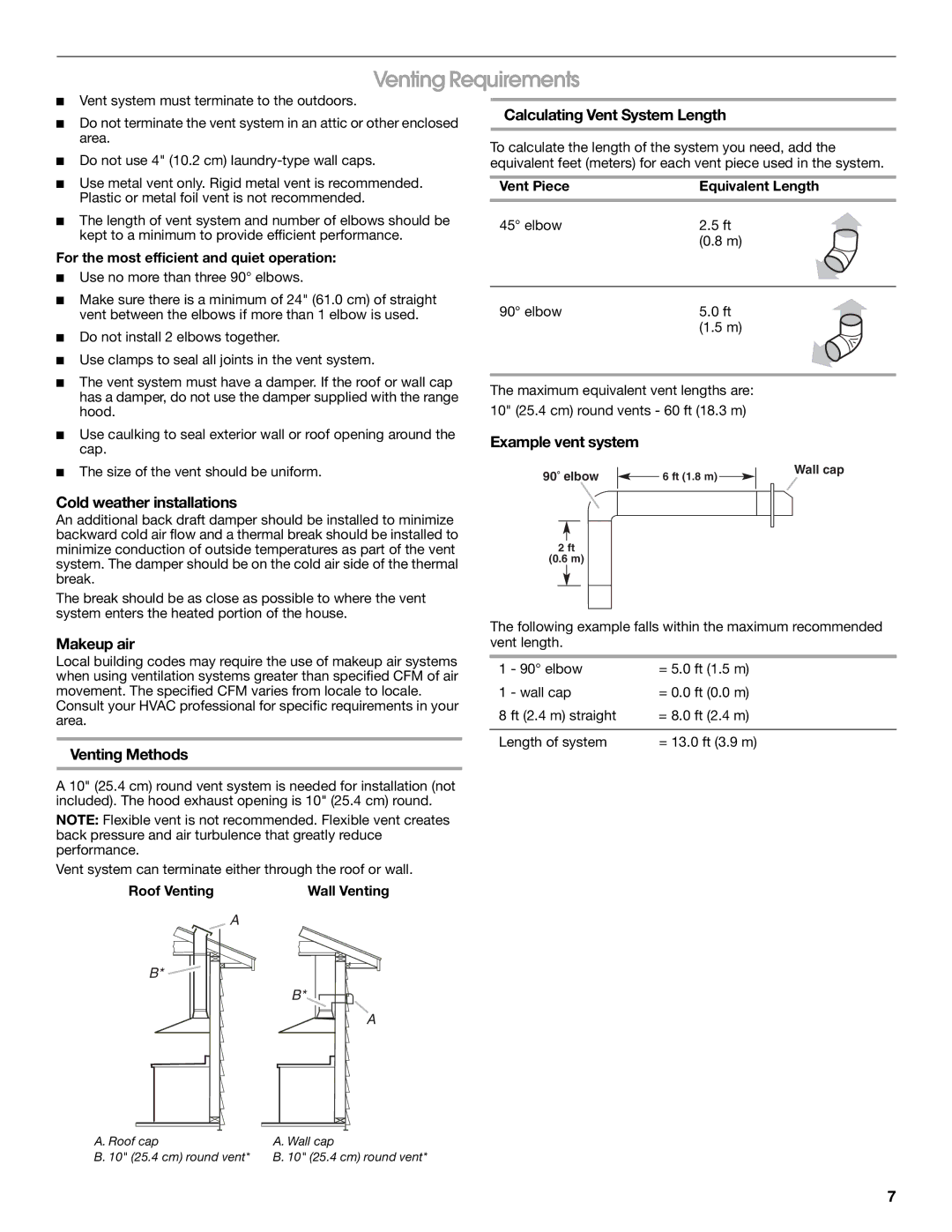 Jenn-Air LI3UNB, W10274316B Venting Requirements, Cold weather installations, Makeup air, Example vent system 