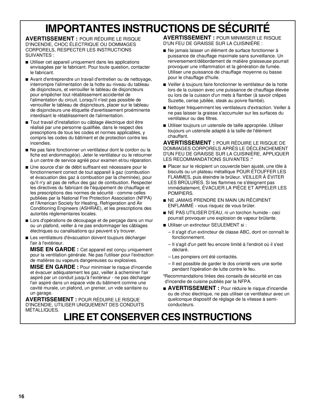 Jenn-Air W10274318A, LI3V3A installation instructions Importantes Instructions DE Sécurité 