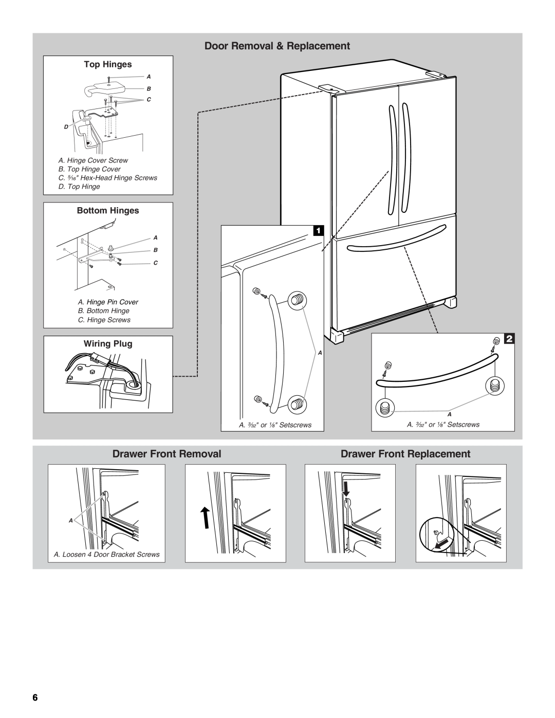 Jenn-Air W10276070A Door Removal & Replacement, Drawer Front Removal, Drawer Front Replacement, Top Hinges, Bottom Hinges 