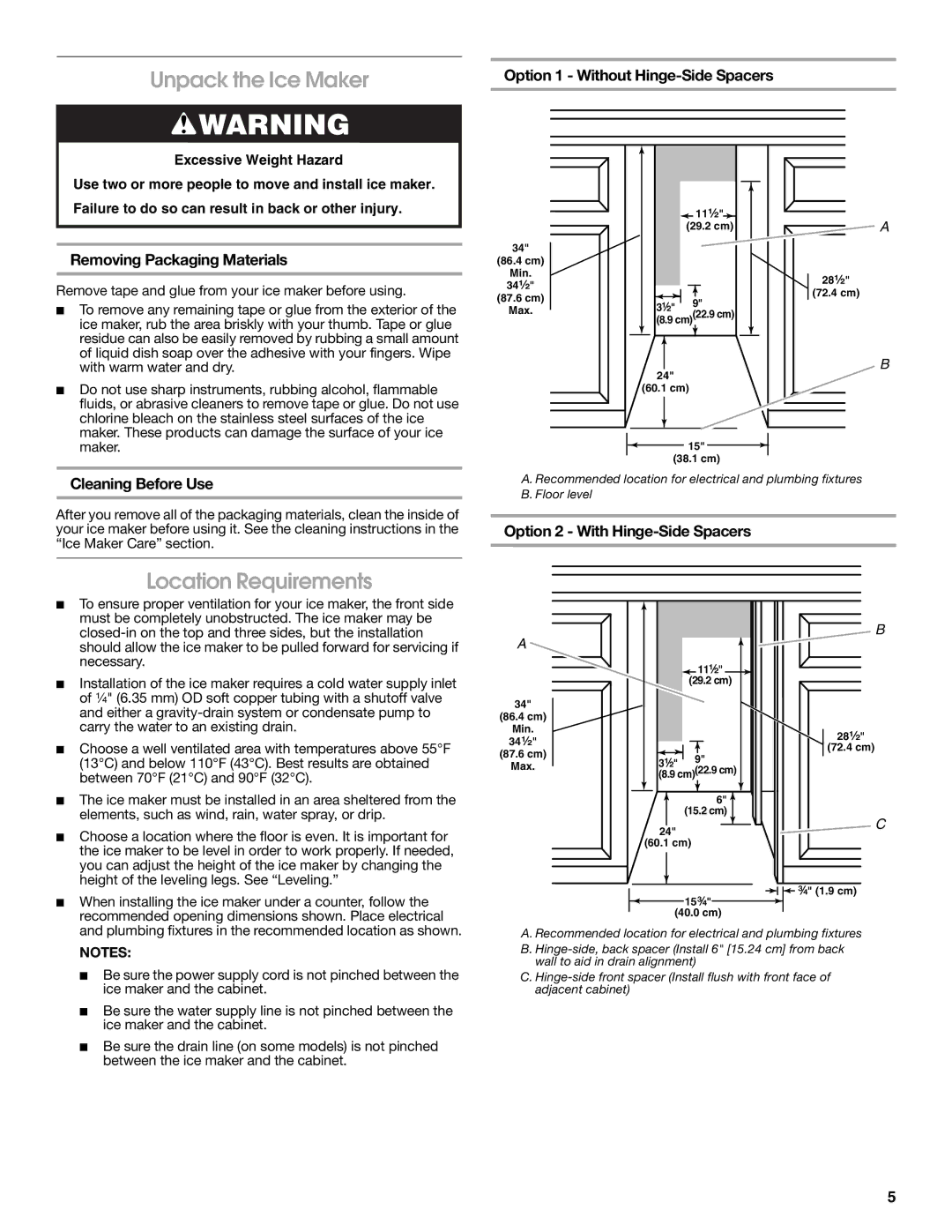 Jenn-Air W10282143B manual Unpack the Ice Maker, Location Requirements 