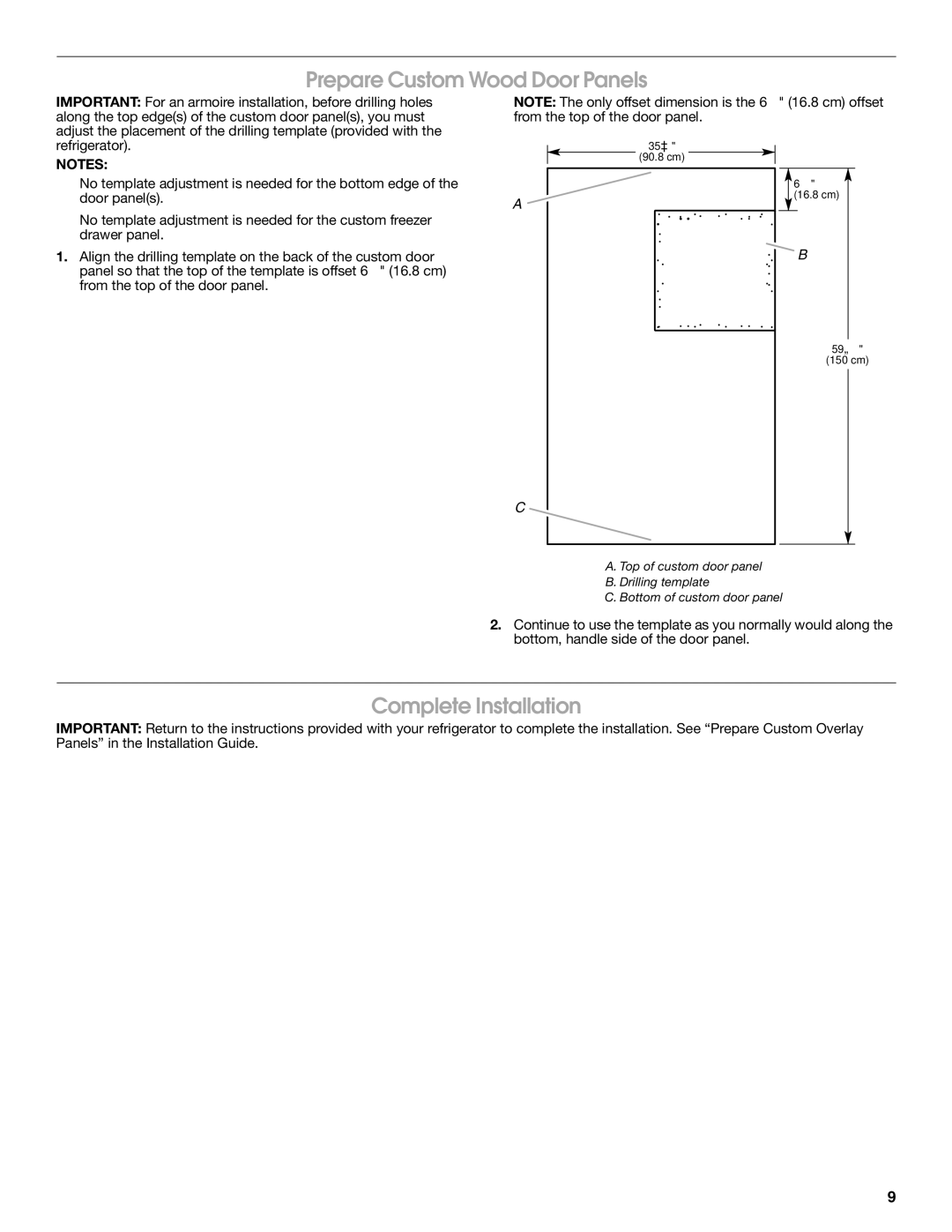 Jenn-Air W10295557C installation instructions Prepare Custom Wood Door Panels, Complete Installation 