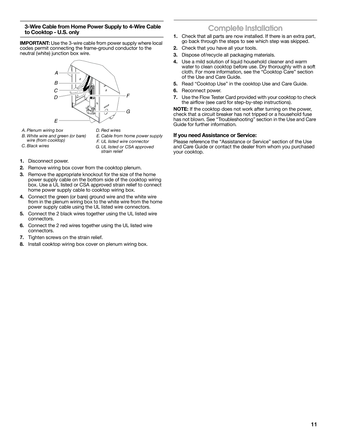 Jenn-Air W10298937A installation instructions Complete Installation, If you need Assistance or Service 