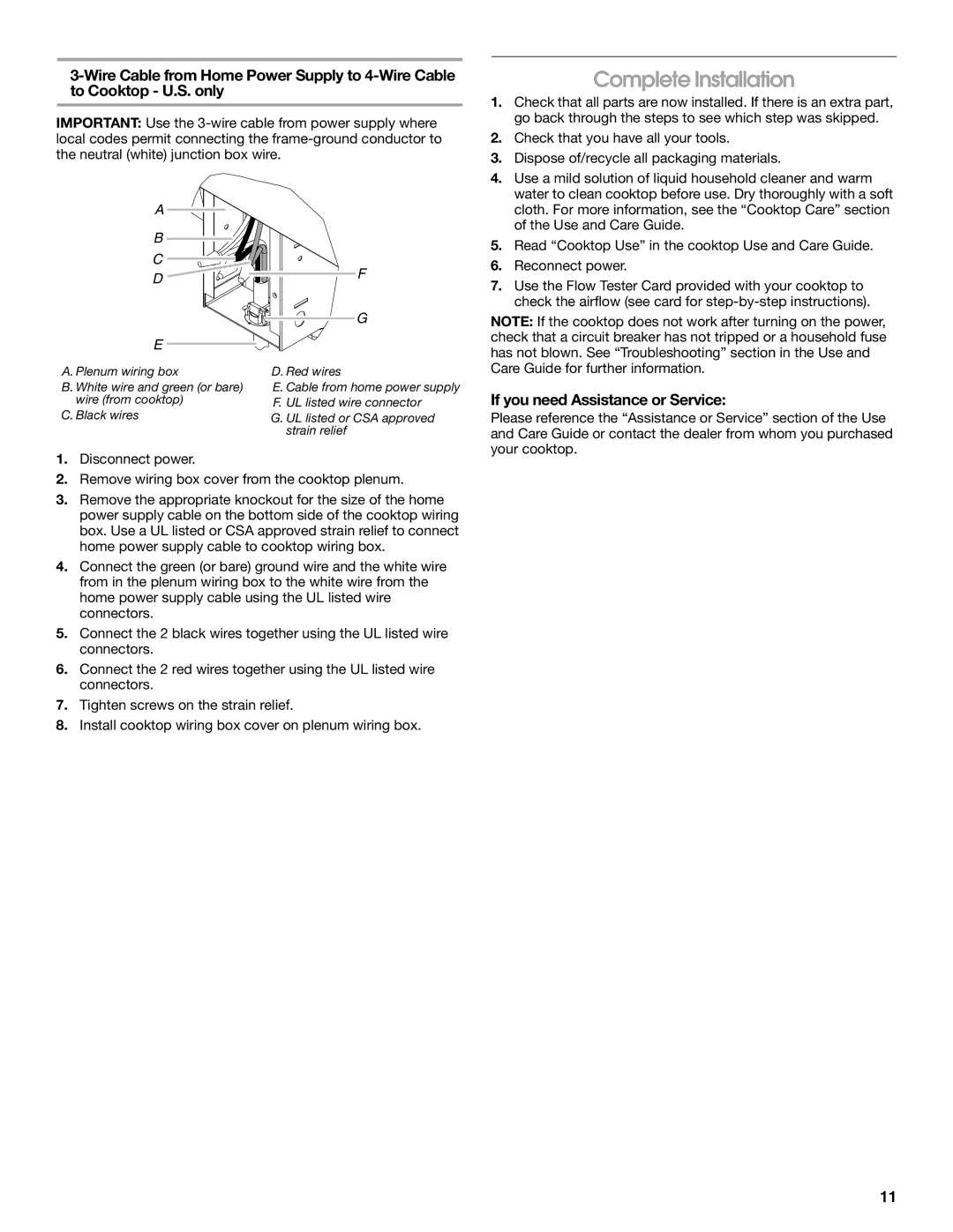 Jenn-Air W10298937B installation instructions Complete Installation, If you need Assistance or Service 