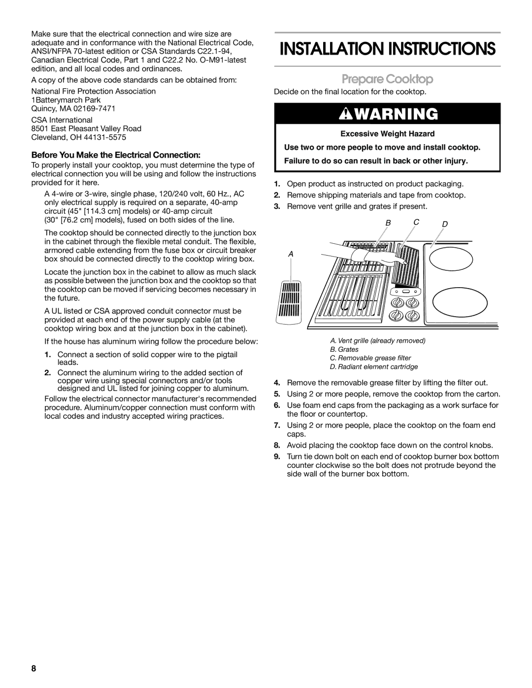 Jenn-Air W10298937B installation instructions Prepare Cooktop, Before You Make the Electrical Connection 