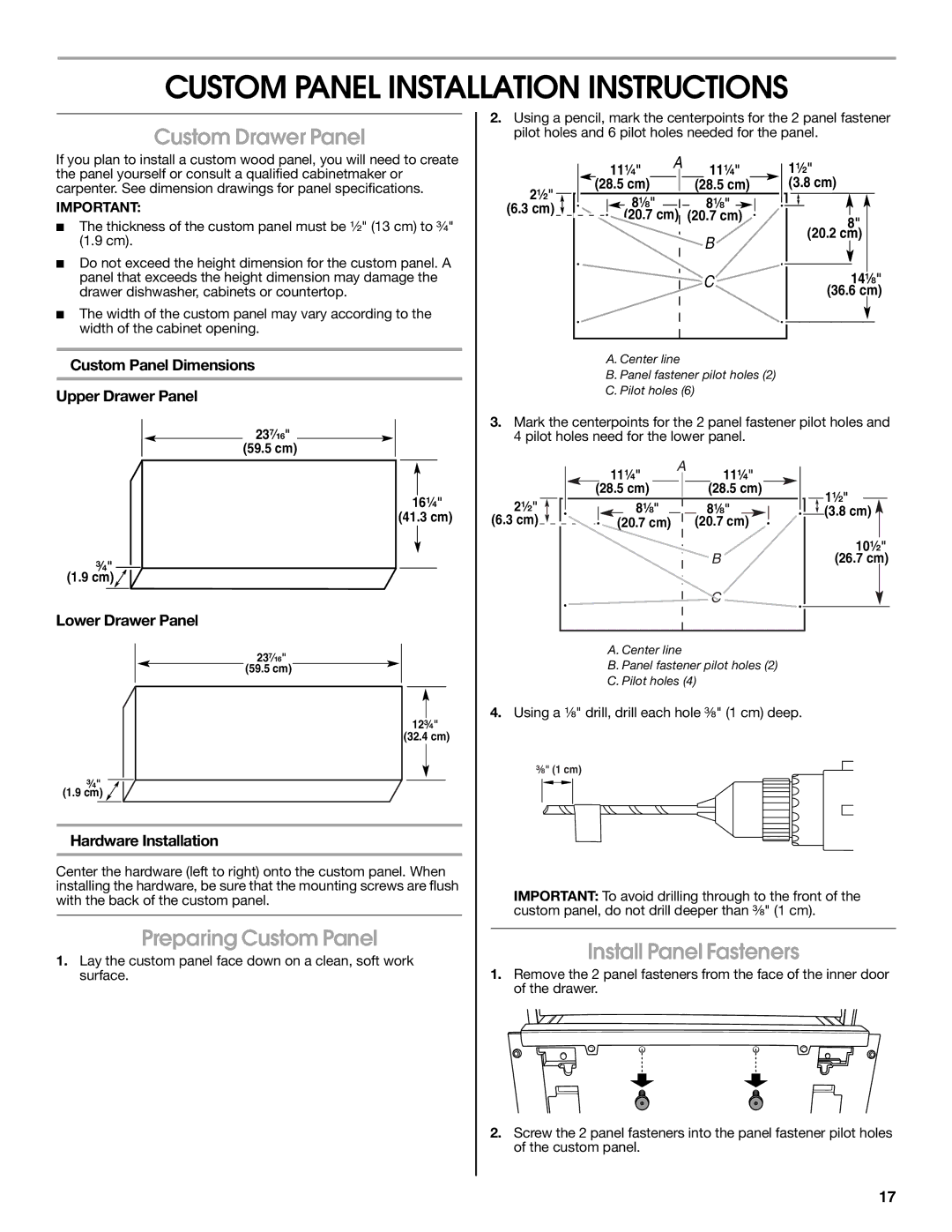 Jenn-Air W10300219A Custom Panel Installation Instructions, Preparing Custom Panel Install Panel Fasteners 