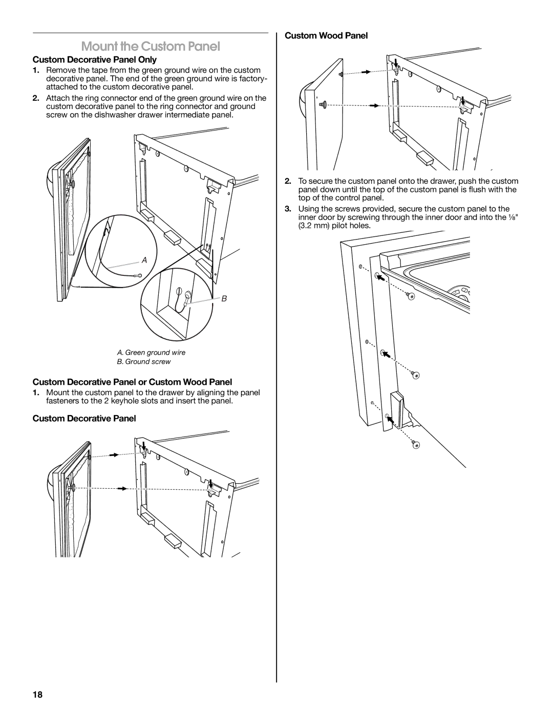 Jenn-Air W10300219A Mount the Custom Panel, Custom Decorative Panel Only, Custom Decorative Panel or Custom Wood Panel 