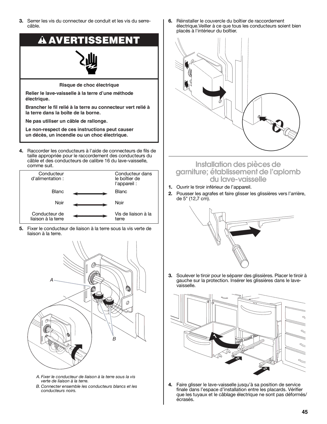 Jenn-Air W10300219A installation instructions Avertissement 