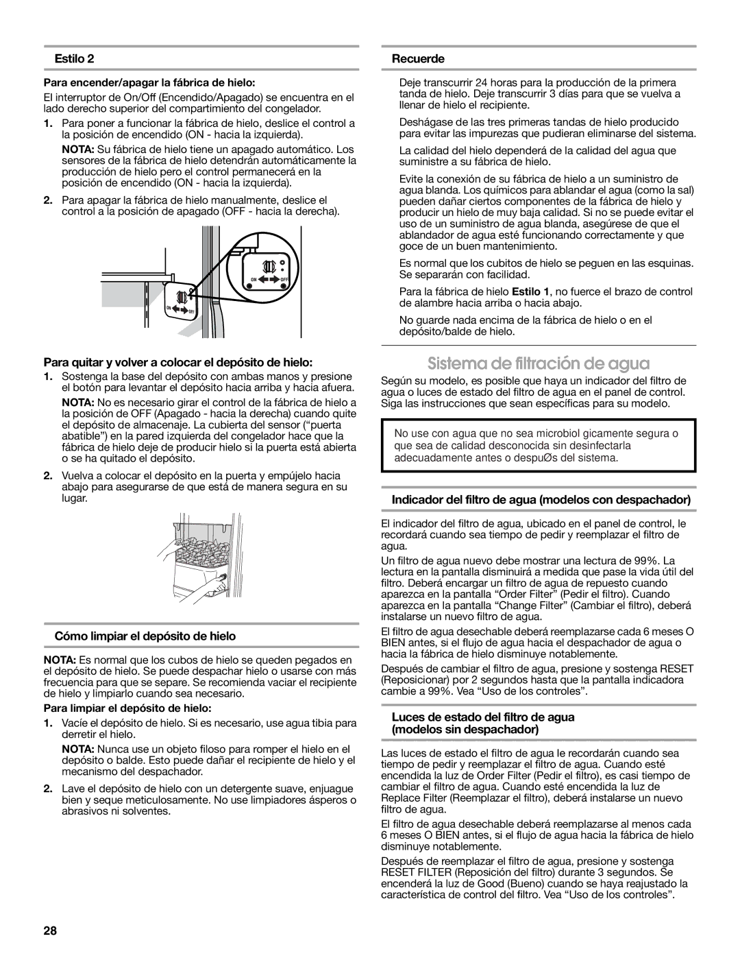 Jenn-Air W10303988A manual Sistema de filtración de agua 