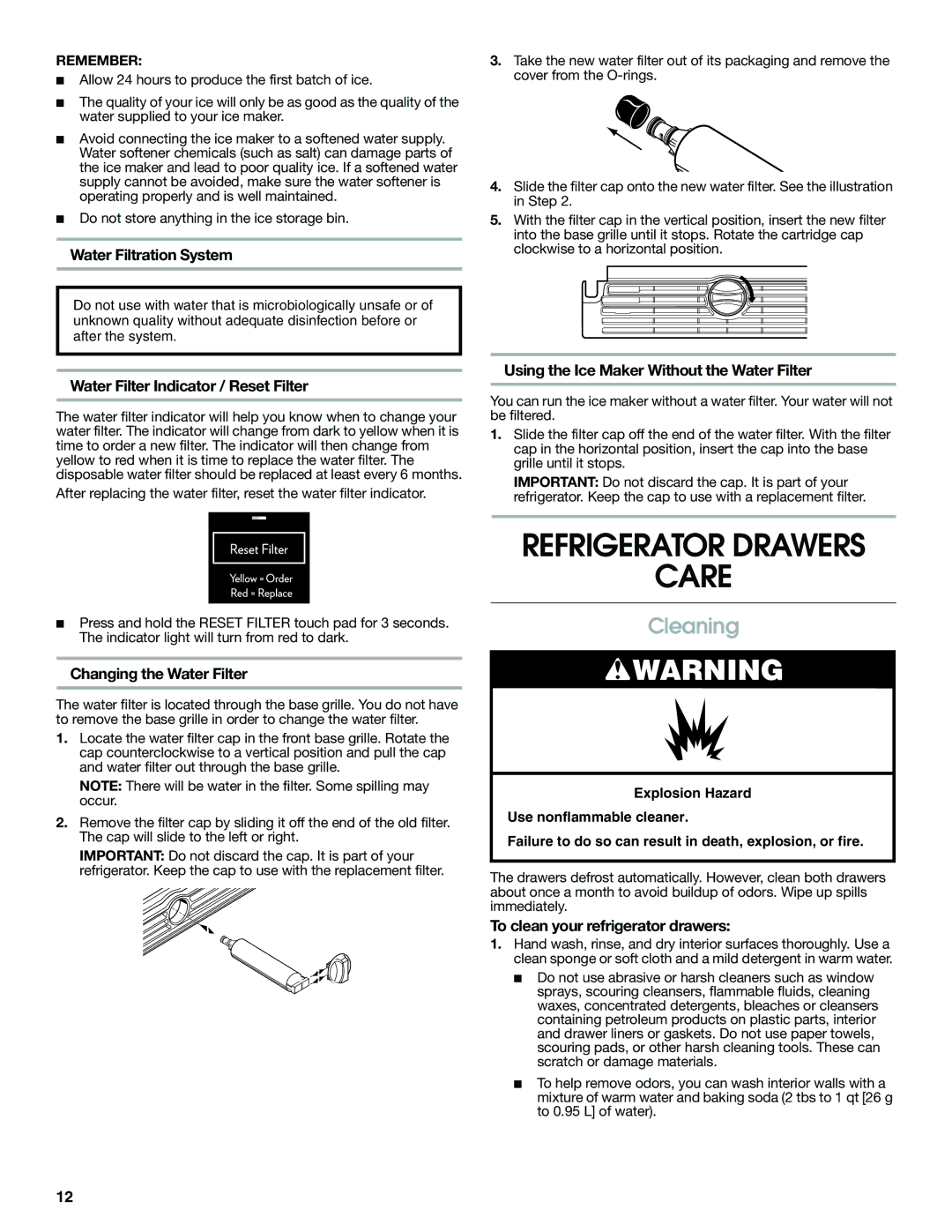 Jenn-Air W10310149A manual Refrigerator Drawers Care, Cleaning 