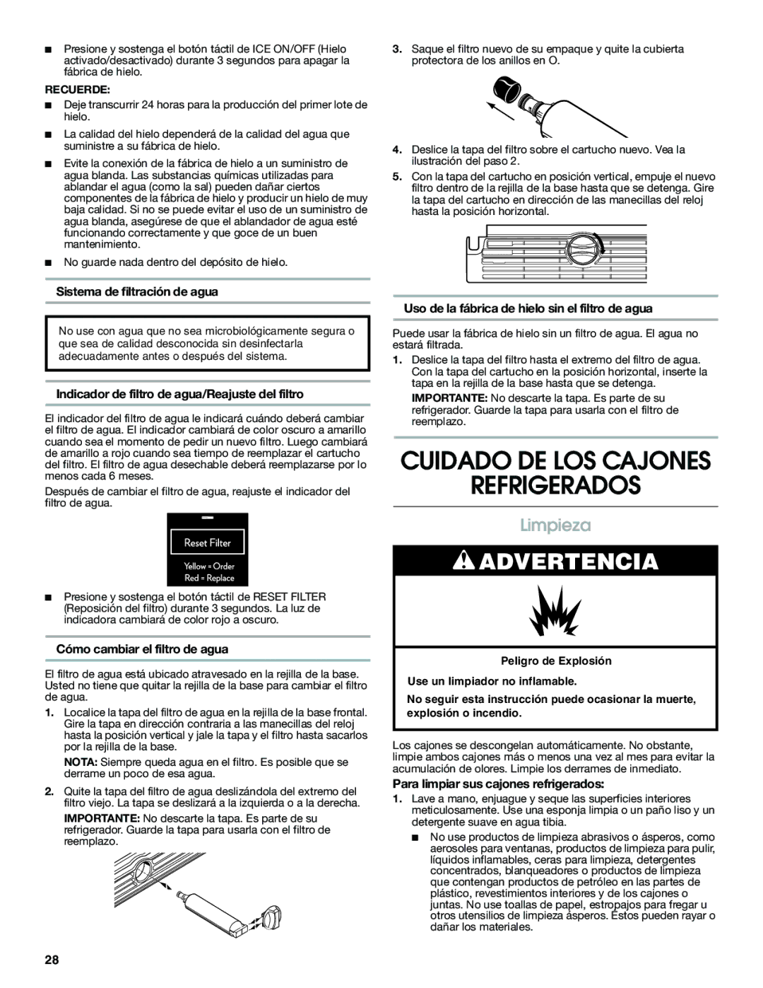 Jenn-Air W10310149A manual Cuidado DE LOS Cajones Refrigerados, Limpieza 