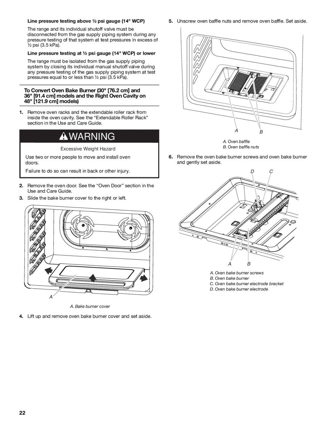 Jenn-Air W10323791 installation instructions Lift up and remove oven bake burner cover and set aside 