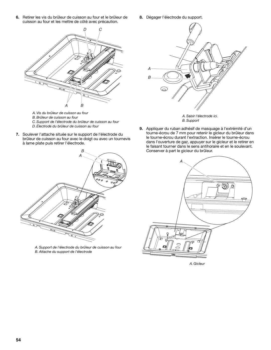 Jenn-Air W10323791 installation instructions Lame plate puis retirer lélectrode 