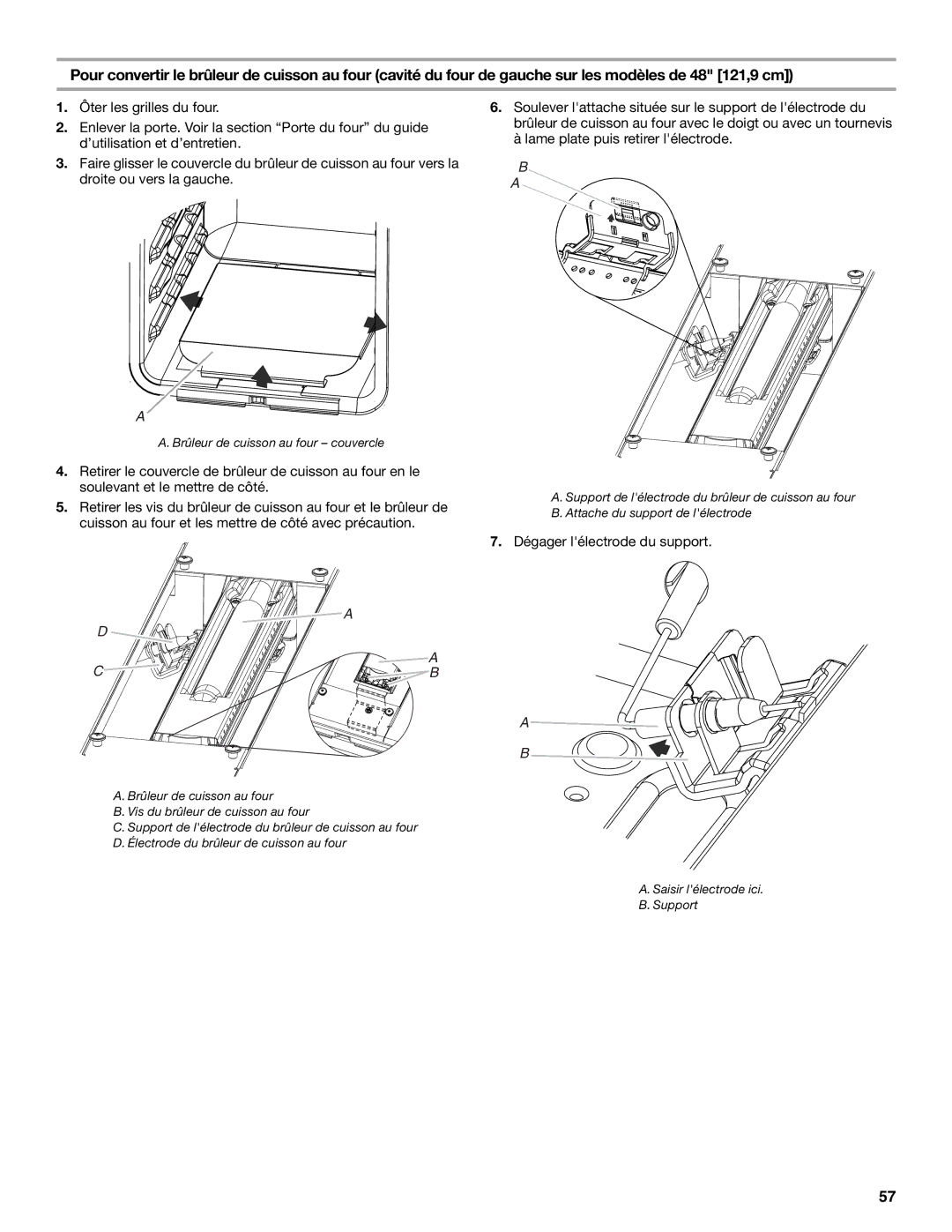 Jenn-Air W10323791 installation instructions Dégager lélectrode du support 