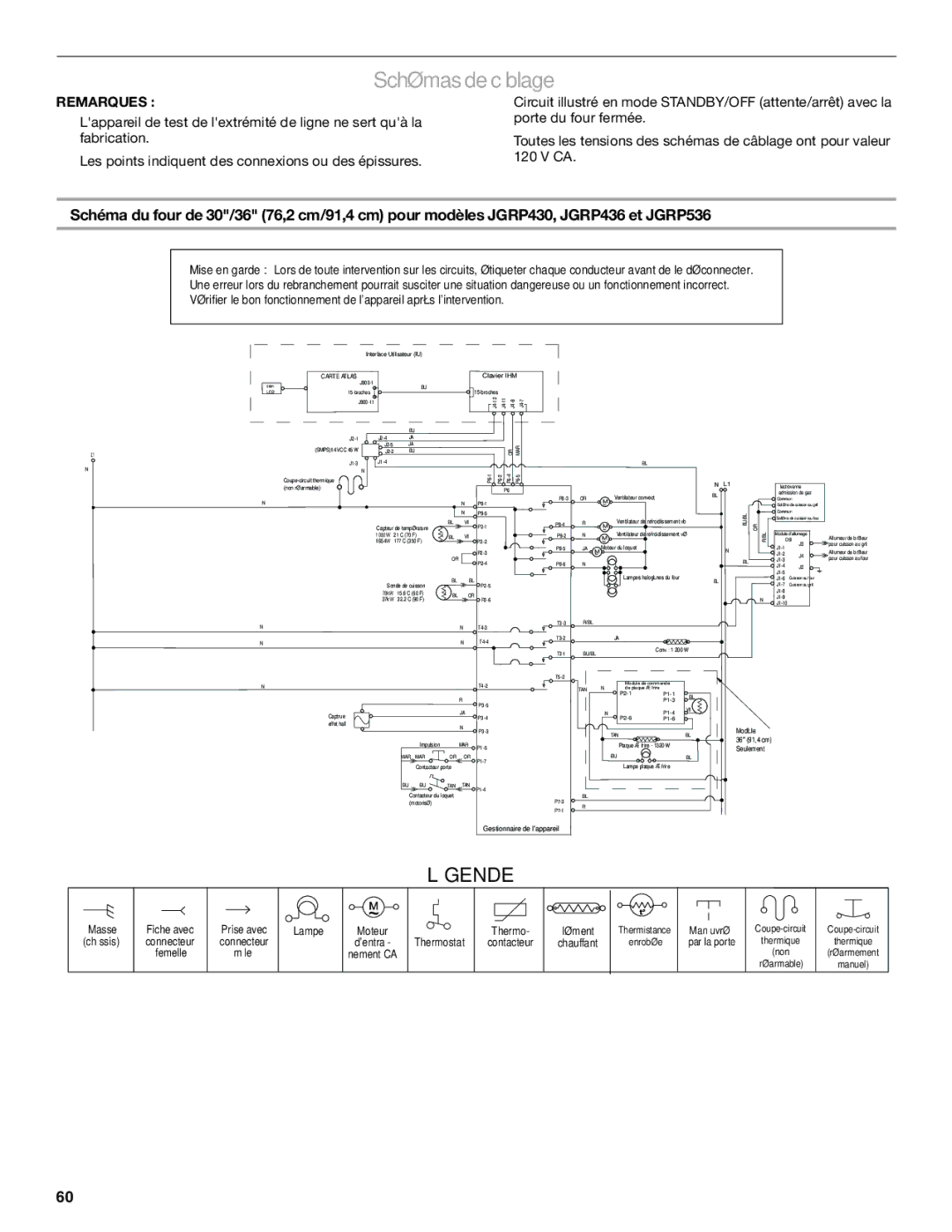 Jenn-Air W10323791 installation instructions Schémas de câblage, Remarques 