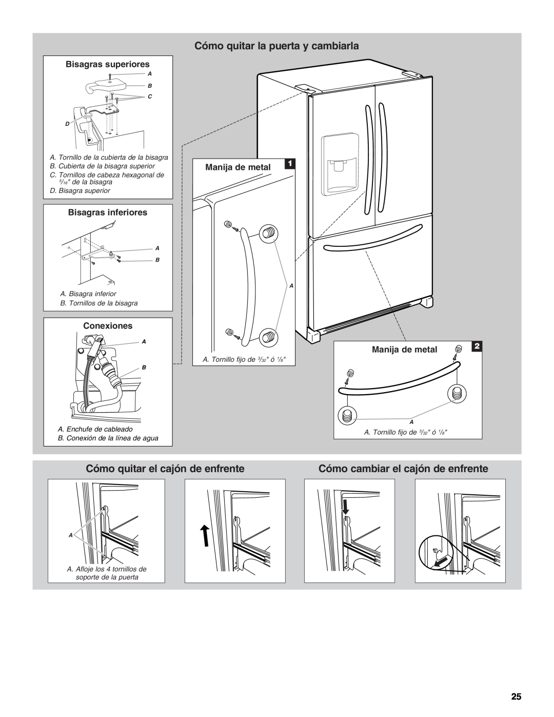 Jenn-Air W10329370A Cómo quitar la puerta y cambiarla, Cómo quitar el cajón de enfrente, Cómo cambiar el cajón de enfrente 