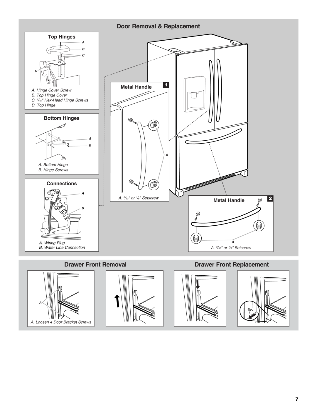 Jenn-Air W10329370A Door Removal & Replacement, Drawer Front Removal, Drawer Front Replacement, Top Hinges, Bottom Hinges 