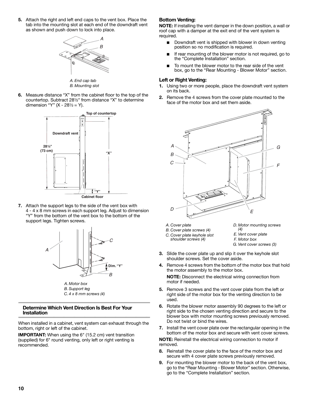 Jenn-Air LI3ZVB/W10342490D installation instructions Bottom Venting, Left or Right Venting 