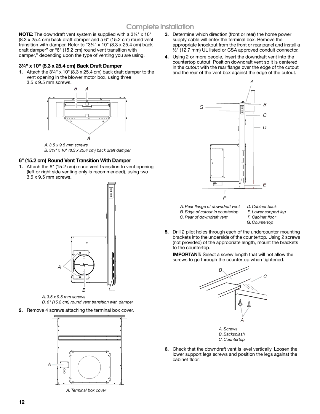 Jenn-Air W10342490D Complete Installation, ¹⁄₄ x 10 8.3 x 25.4 cm Back Draft Damper, Cm Round Vent Transition With Damper 