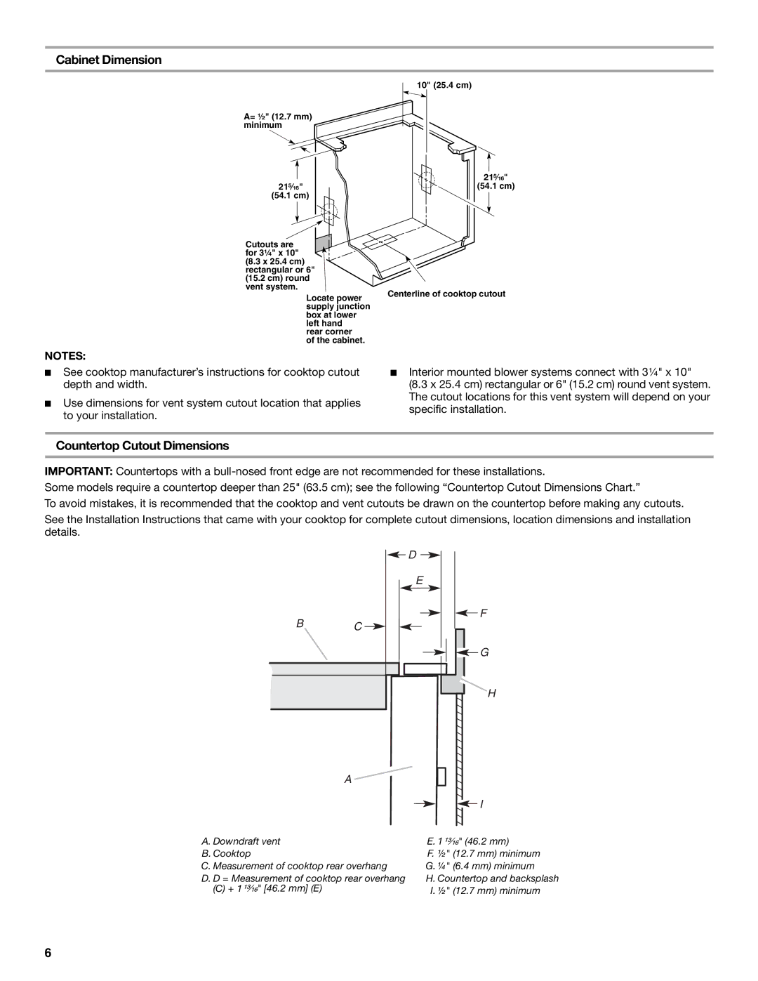 Jenn-Air LI3ZVB/W10342490D installation instructions Cabinet Dimension, Countertop Cutout Dimensions 