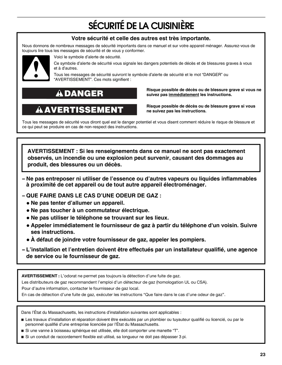 Jenn-Air W10349768A Sécurité DE LA Cuisinière, Votre sécurité et celle des autres est très importante 