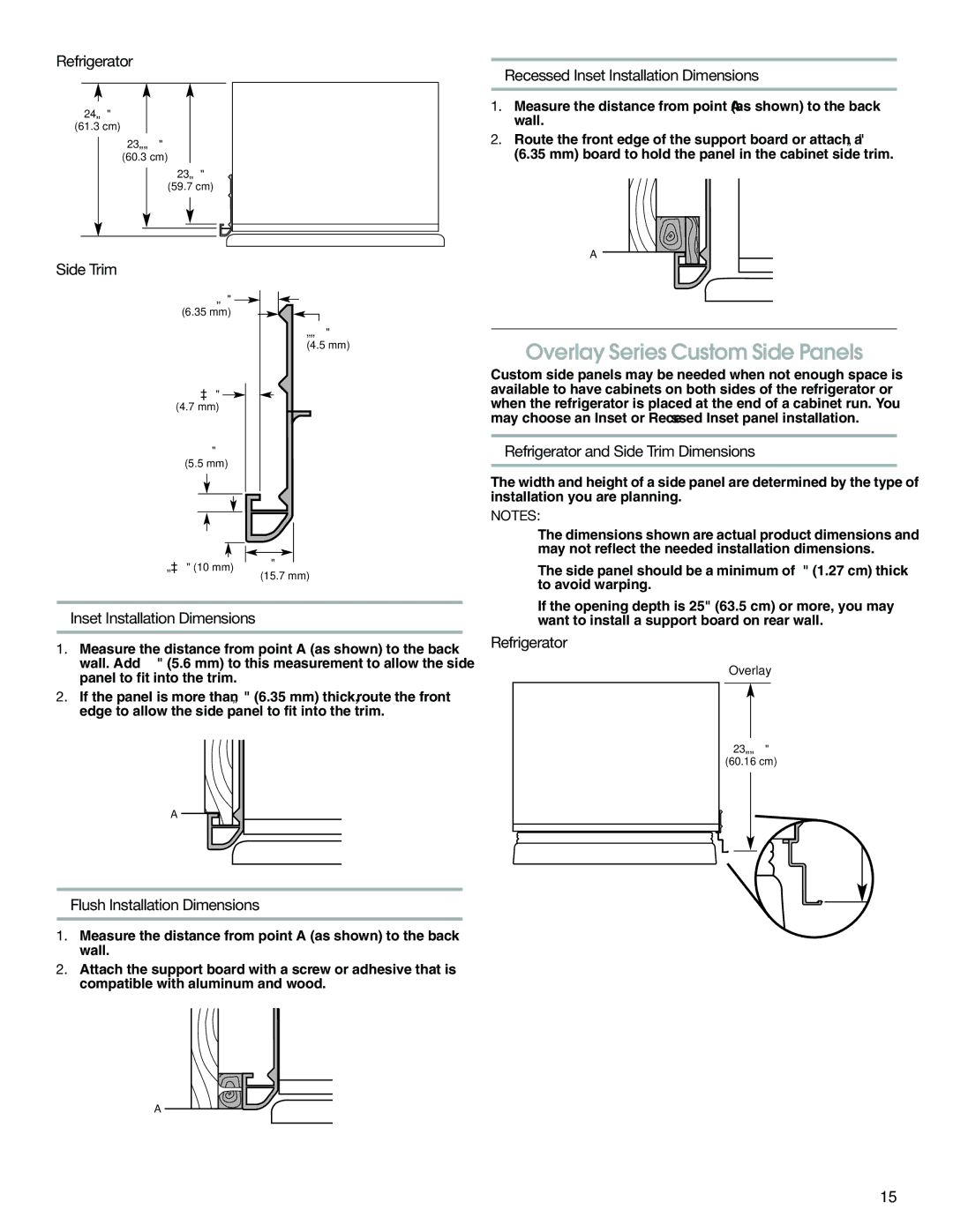 Jenn-Air W10379134A manual Overlay Series Custom Side Panels 