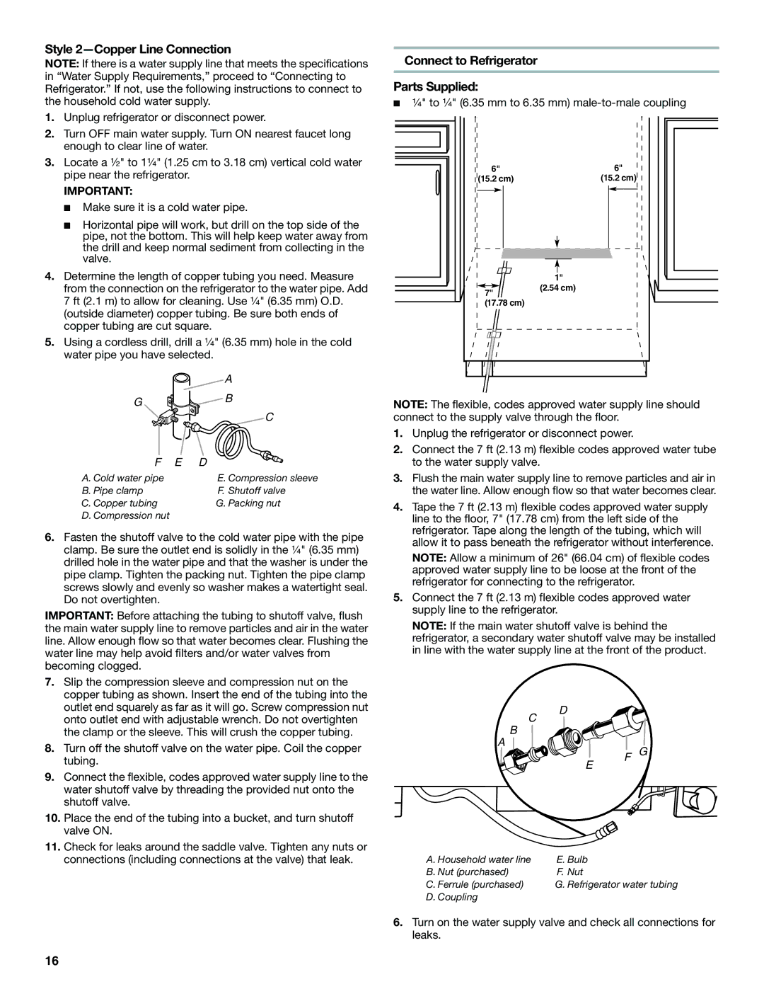 Jenn-Air W10379136B manual Style 2-Copper Line Connection, Parts Supplied, Connect to Refrigerator 