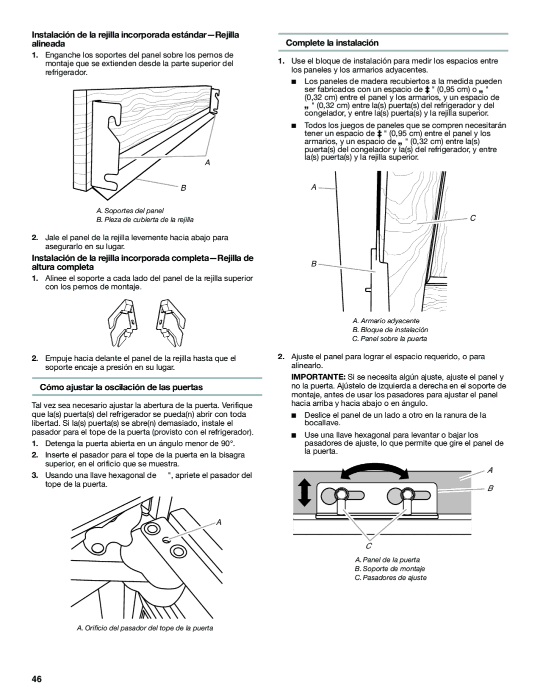 Jenn-Air W10379136B manual Cómo ajustar la oscilación de las puertas, Complete la instalación 