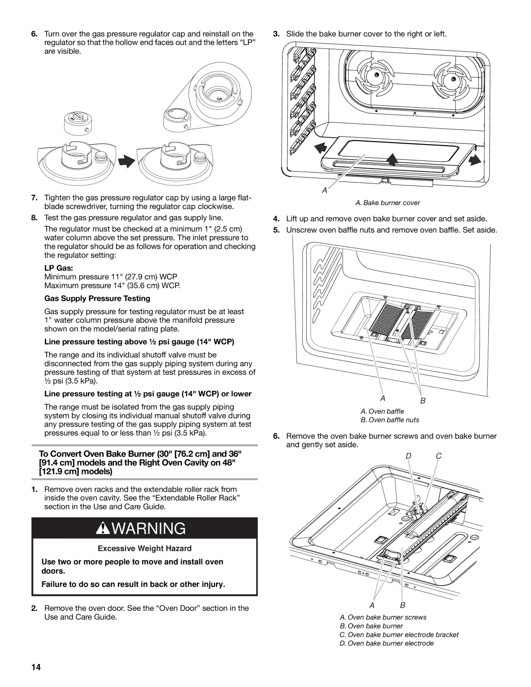 Jenn-Air W10394575A installation instructions LP Gas, Gas Supply Pressure Testing 