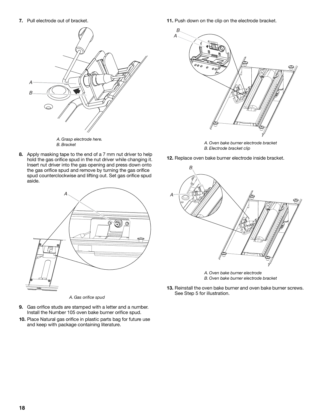 Jenn-Air W10394575A installation instructions Pull electrode out of bracket 