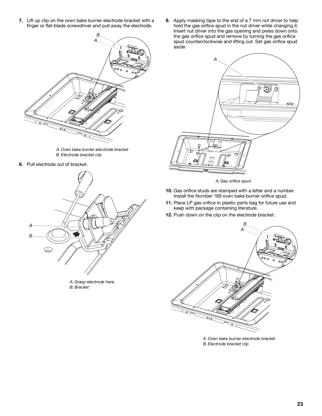 Jenn-Air W10394575A installation instructions Pull electrode out of bracket 