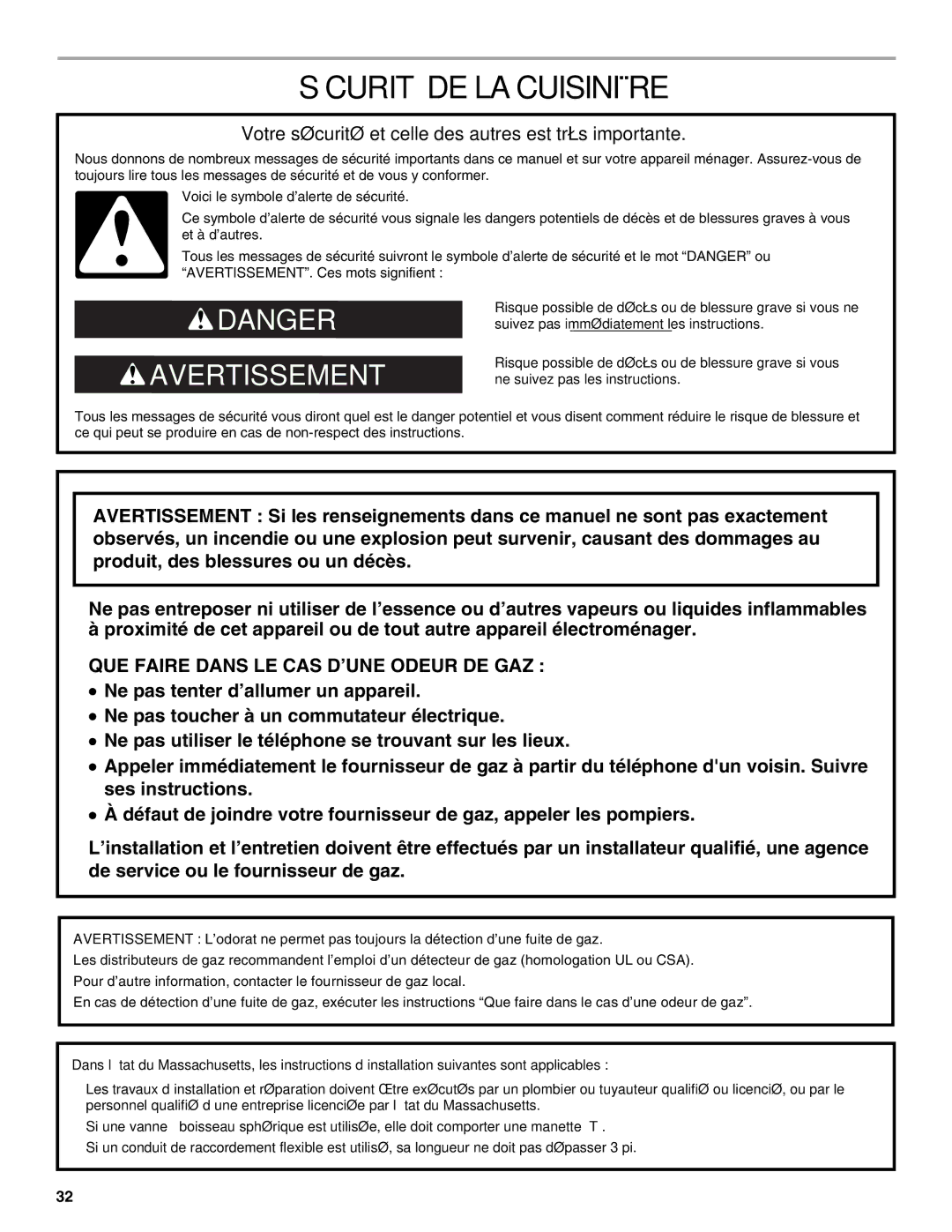 Jenn-Air W10394575A Sécurité DE LA Cuisinière, Votre sécurité et celle des autres est très importante 