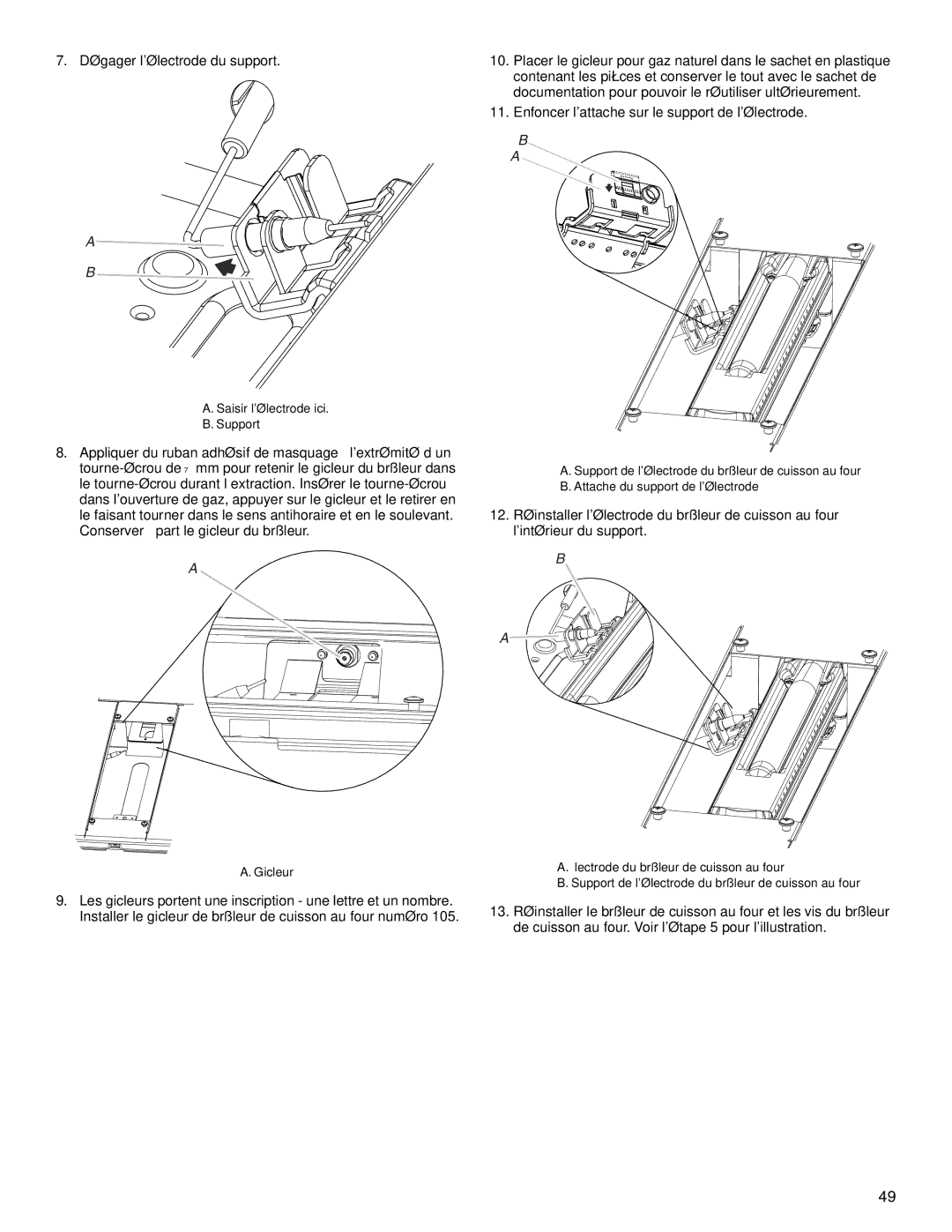 Jenn-Air W10394575A installation instructions Dégager lélectrode du support 