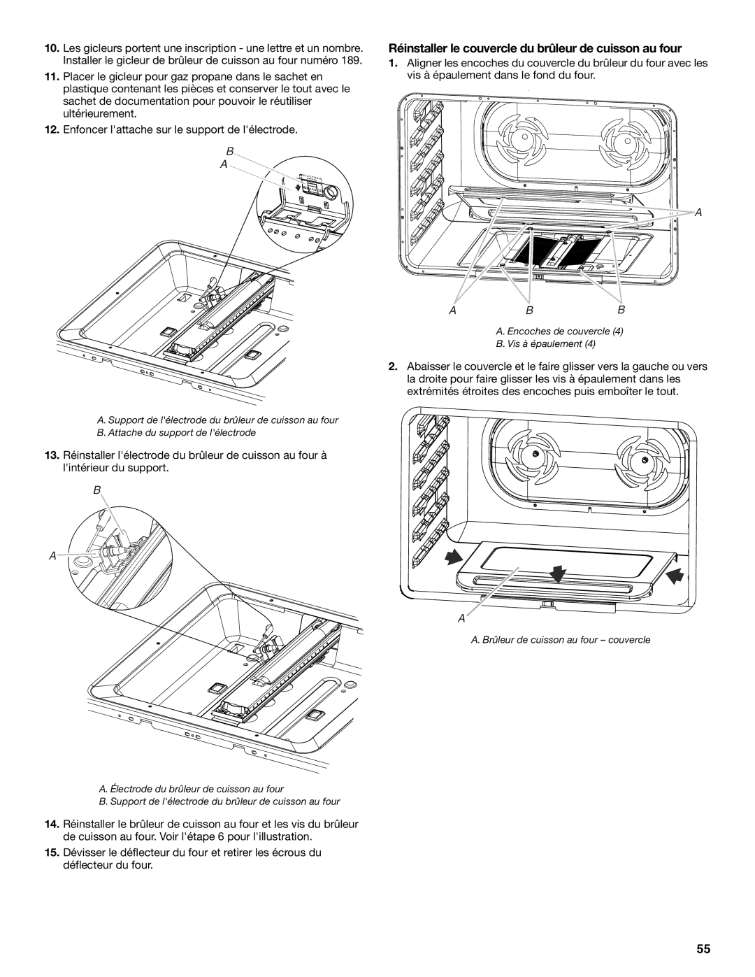 Jenn-Air W10394575A installation instructions Réinstaller le couvercle du brûleur de cuisson au four 