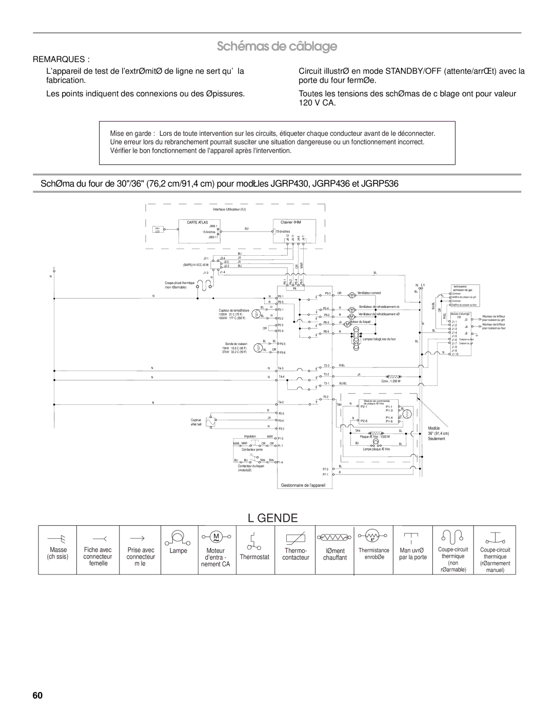 Jenn-Air W10394575A installation instructions Schémas de câblage, Remarques 