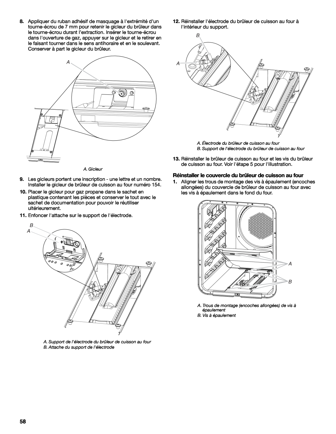 Jenn-Air W10394575A installation instructions Réinstaller le couvercle du brûleur de cuisson au four 