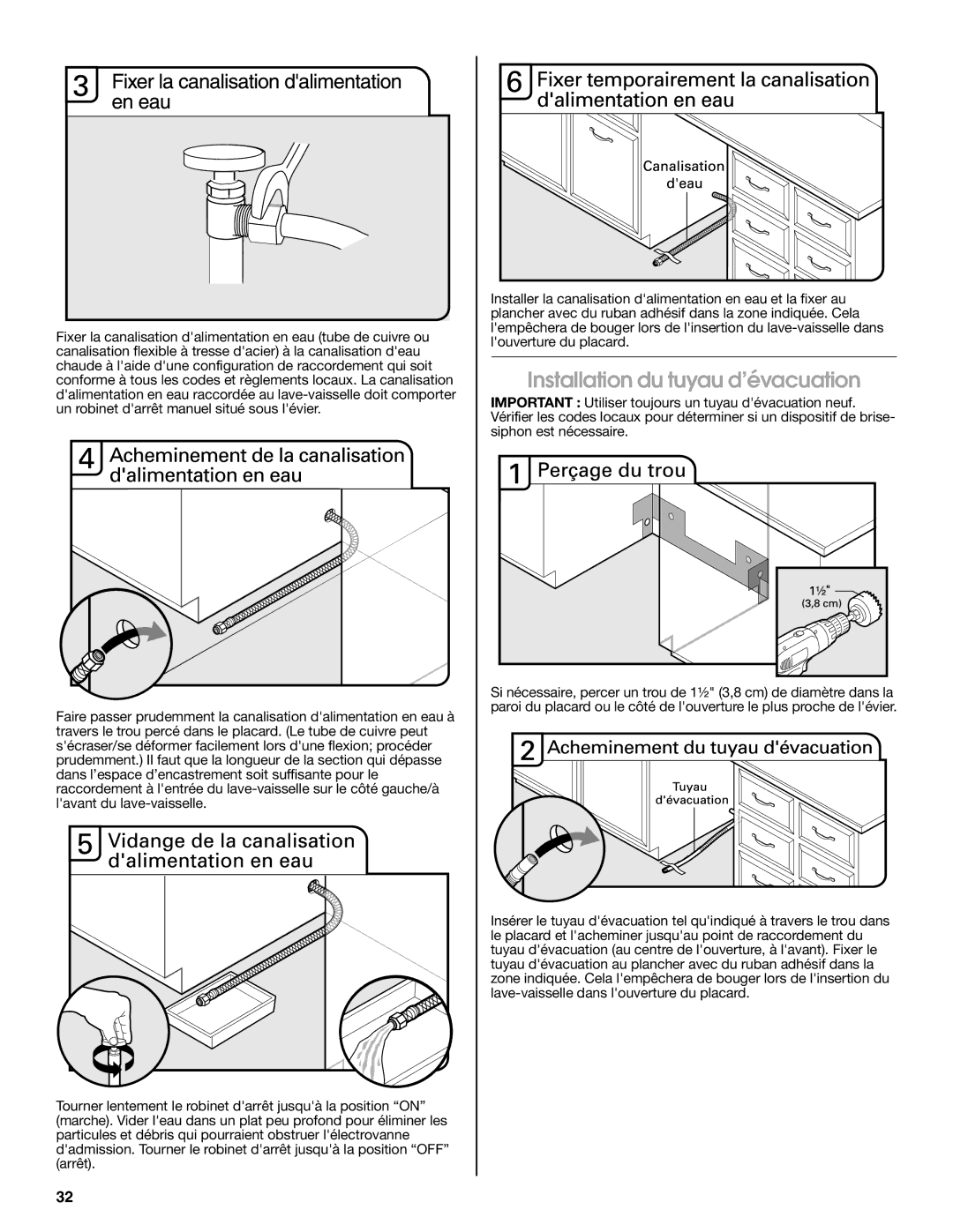 Jenn-Air W10418362B installation instructions Installation du tuyau d’évacuation 