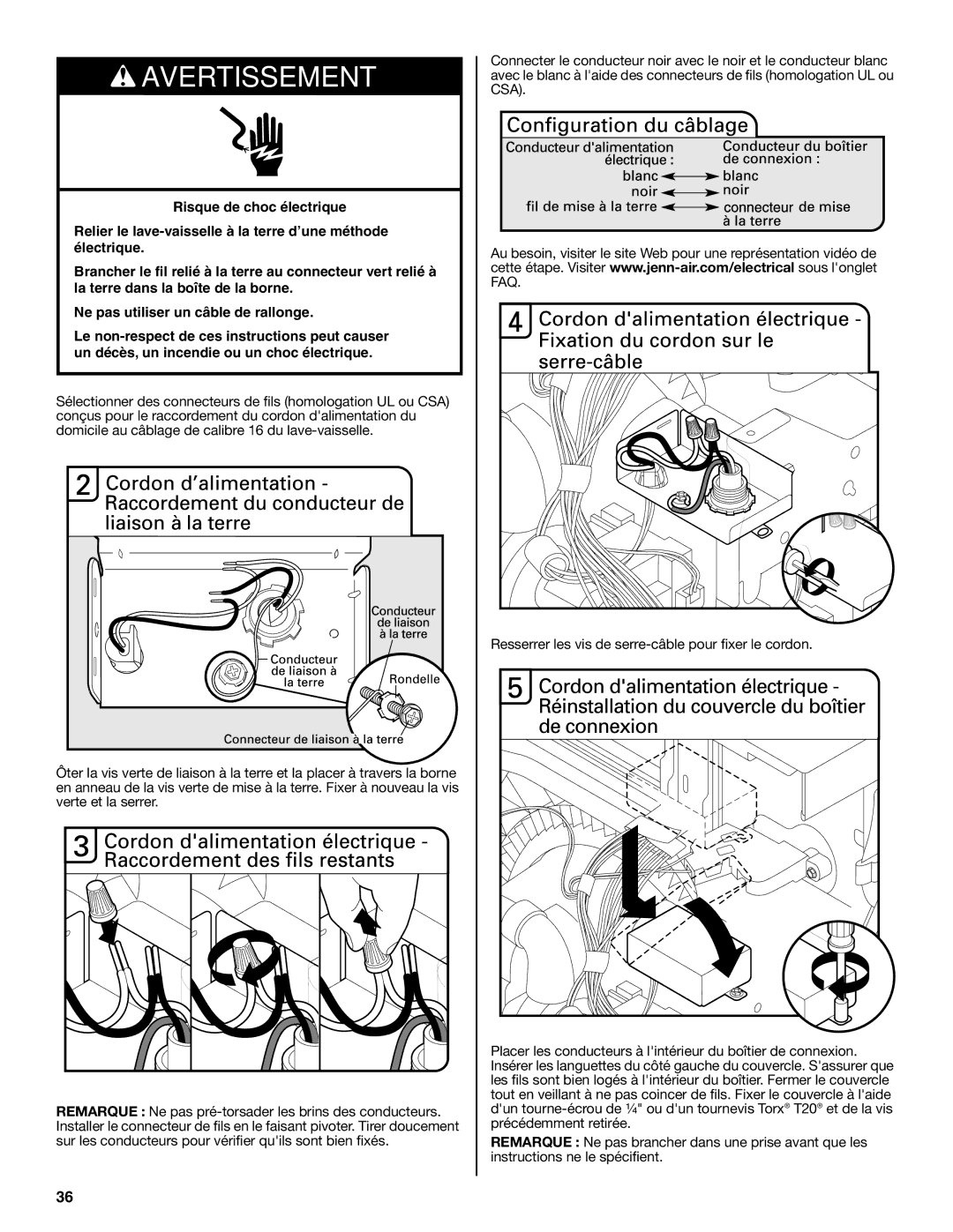 Jenn-Air W10418362B installation instructions Avertissement 