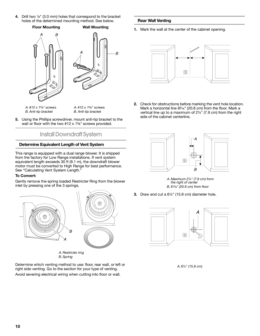 Jenn-Air W10430955A Install Downdraft System, Rear Wall Venting, Determine Equivalent Length of Vent System, To Convert 