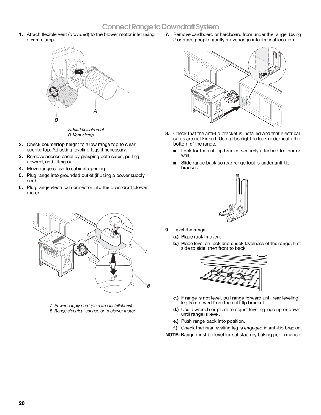 Jenn-Air W10430955A installation instructions Connect Range to Downdraft System 