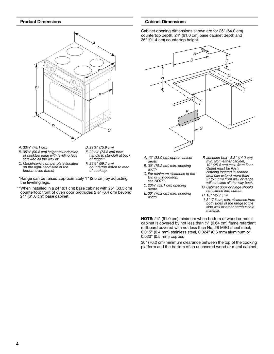 Jenn-Air W10430955A installation instructions Product Dimensions Cabinet Dimensions 