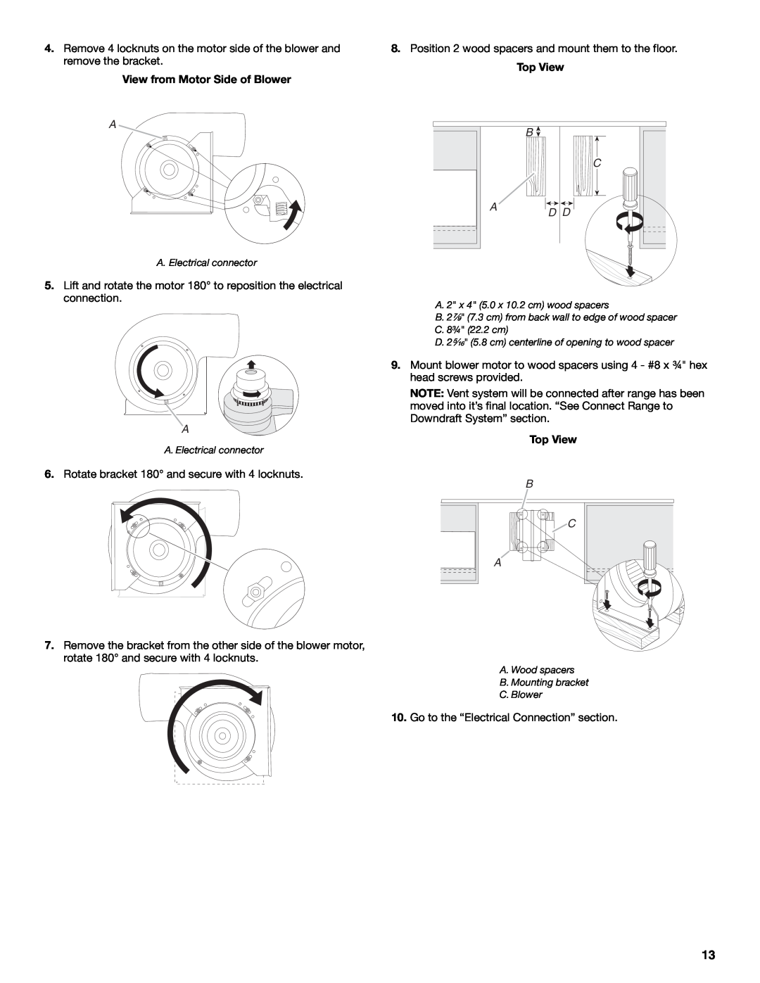 Jenn-Air W10430955A installation instructions View from Motor Side of Blower, Top View 