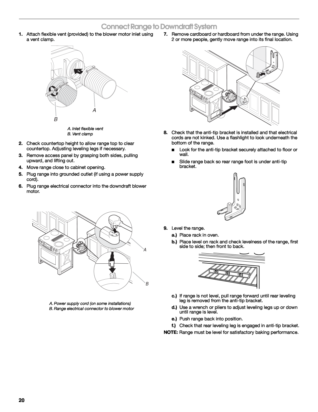 Jenn-Air W10430955A installation instructions Connect Range to Downdraft System 