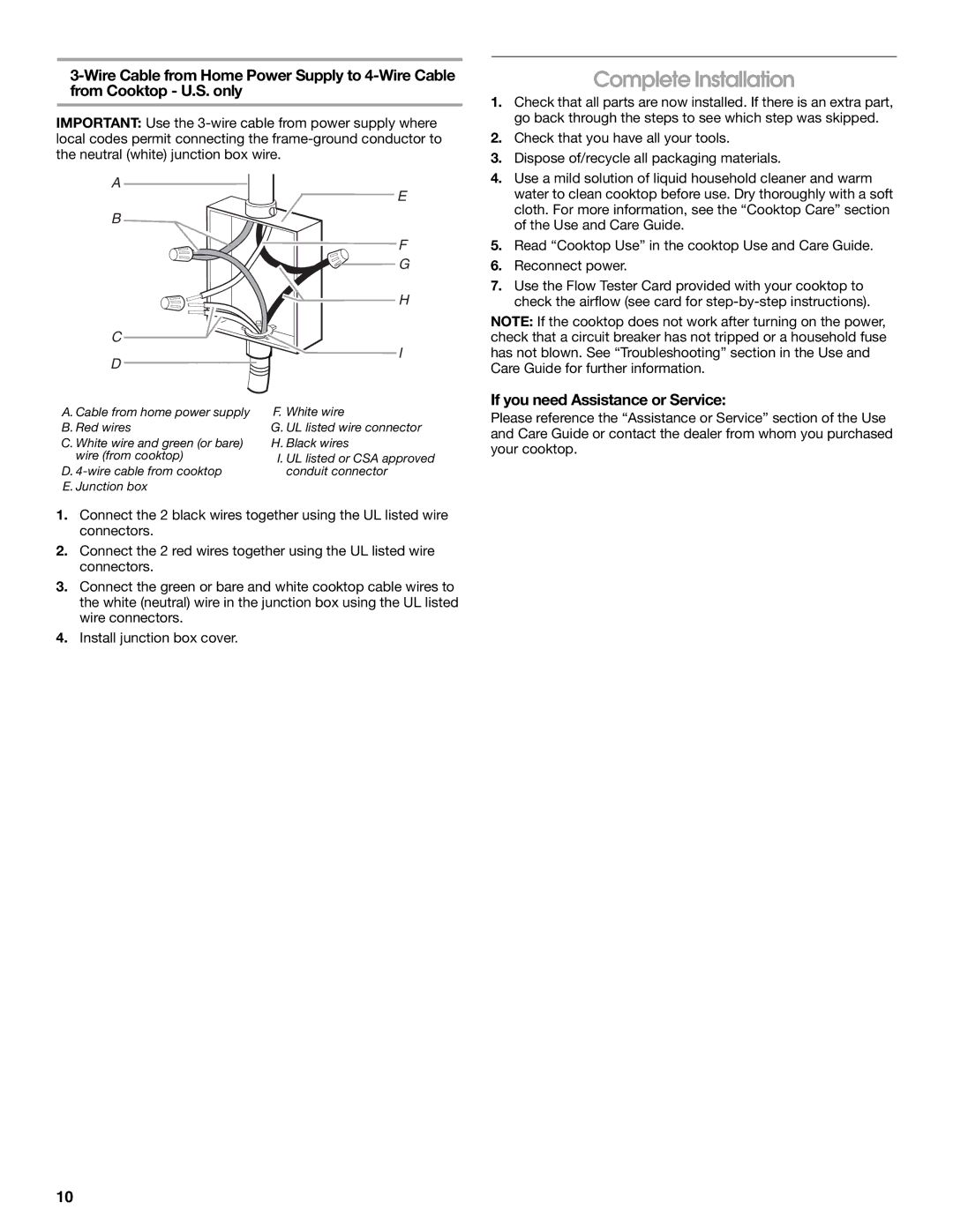 Jenn-Air W10436037B installation instructions Complete Installation, If you need Assistance or Service 