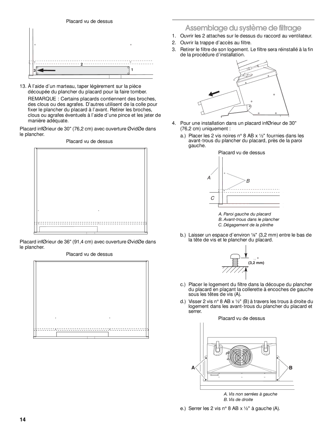 Jenn-Air W10439669A installation instructions Assemblage du système de filtrage 