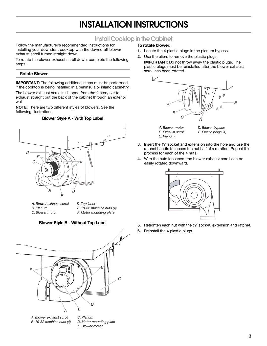 Jenn-Air W10439669A installation instructions Installation Instructions, Install Cooktop in the Cabinet 